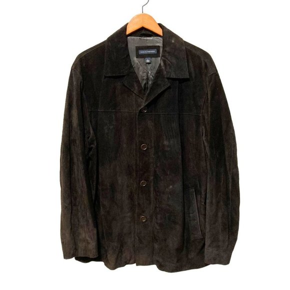 Banana Republic Dark Espresso Brown Suede Leather Coat - Size L - Picture 1 of 8